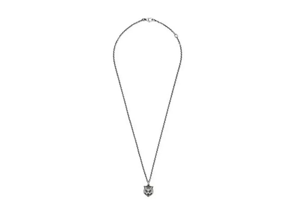 GUCCI Feline Head Silver Necklace