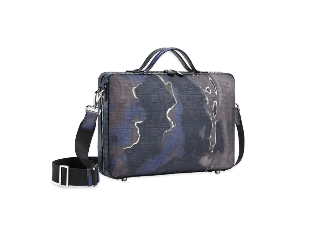 FENDI Suitcase Medium Sunset Blue & Jacquard Fabric Suitcase "Black"