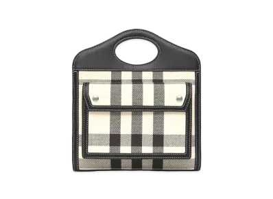 Burberry Mini Check Canvas & Leather Pocket Bag "Butter Beige/Black"