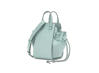 LOEWE Mini Hammock Drawstring In Pebble Grain Calfskin "Aqua"