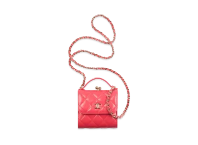 CHANEL Chain Clutch Shiny Calfskin "Red"