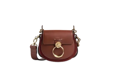 Chloe Tess Small Bag In Shiny & Suede Calfskin "Brown"