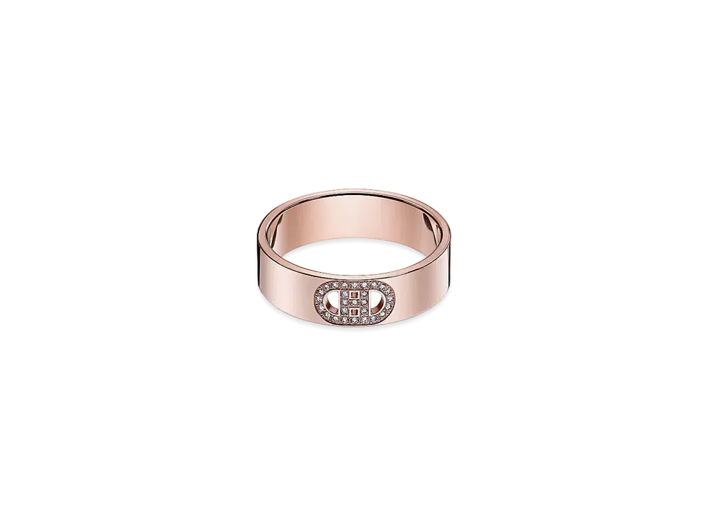 Hermes H D'Ancre Ring PM "Pink Gold/27 Diamonds"