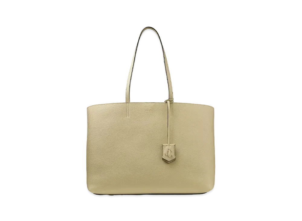 JIMMY CHOO NINE2FIVE E/W Light Gold JC Logo With Grainy Curf Leather Tote Bag "Barley"