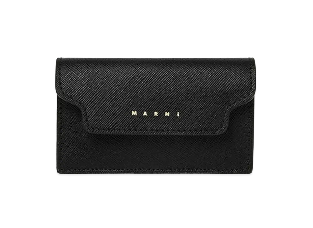 Marni Business Card Holder in Saffiano Calfskin "Black"