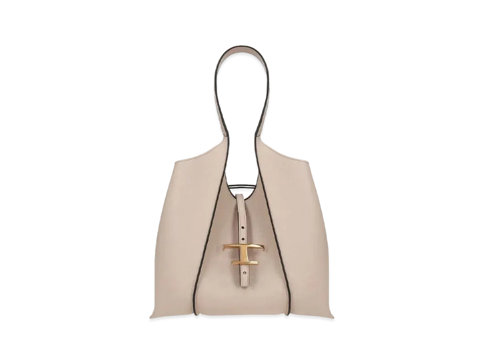 TOD'S T Timeles Leather Shopping Bag Small "Beige"