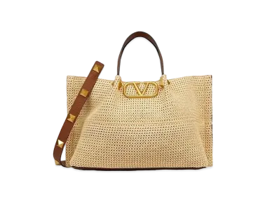 Valentino Summer Tote Straw Medium Tote "Natural"