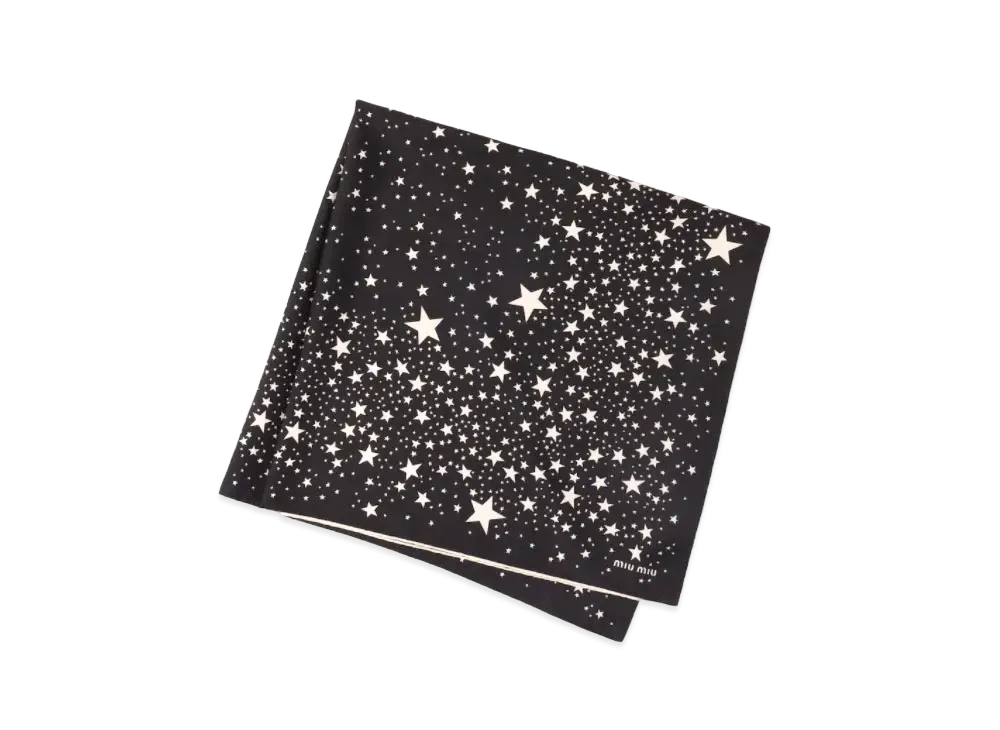 MIU MIU Printed Silk Scarf "Black"