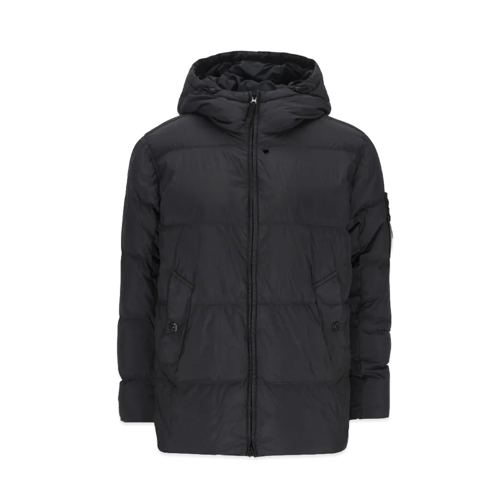 Stone Island Ruffled Effect Down Jacket "Blue"