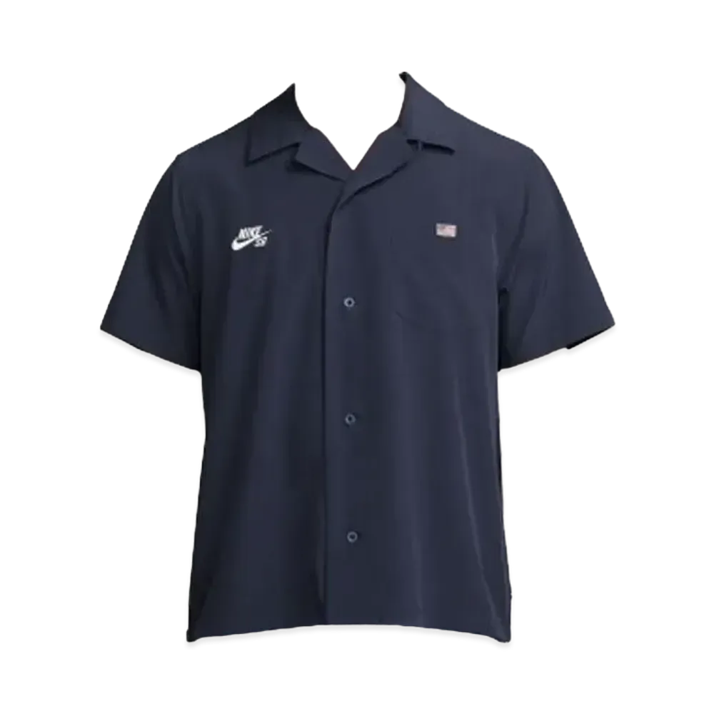 Nike SB FederationKit & Agnostic Collection Short Sleeve Button Up Skate Bowler Shirt "Obsidian"