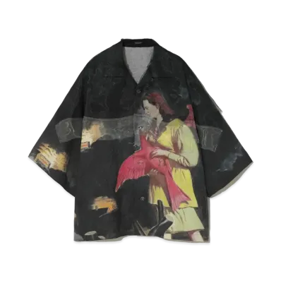 UNDERCOVER Organdy Covered Open Collar Big Shirt "D.Charcoal Base"