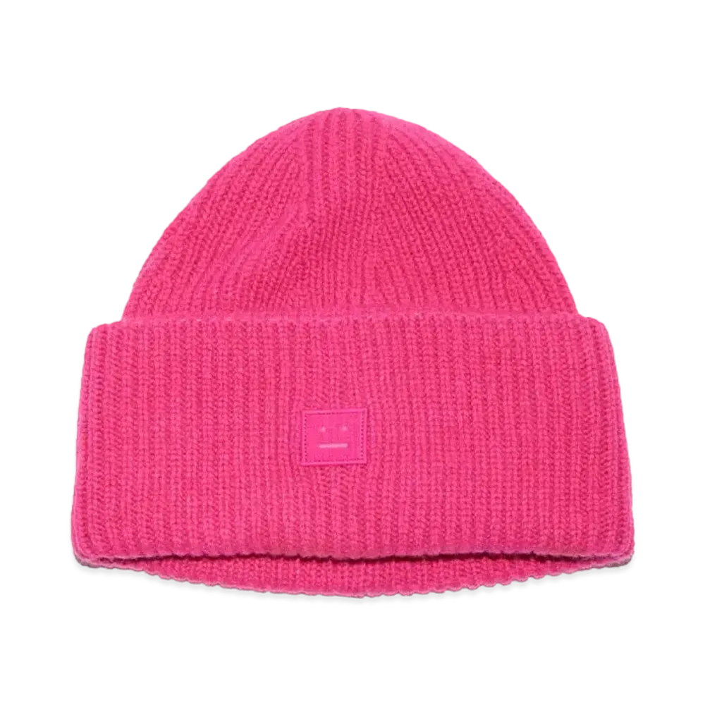 Acne Studios Small Face Logo Beanie "Bright Pink"