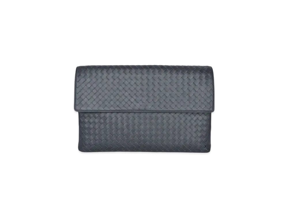 Bottega Veneta Lambskin Clutch Bag "Grey/Black"