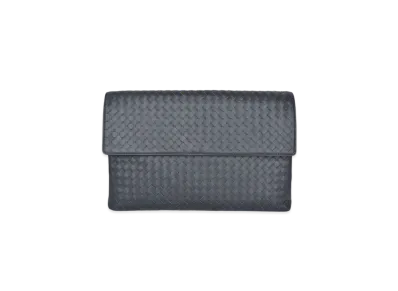 Bottega Veneta Lambskin Clutch Bag "Grey/Black"