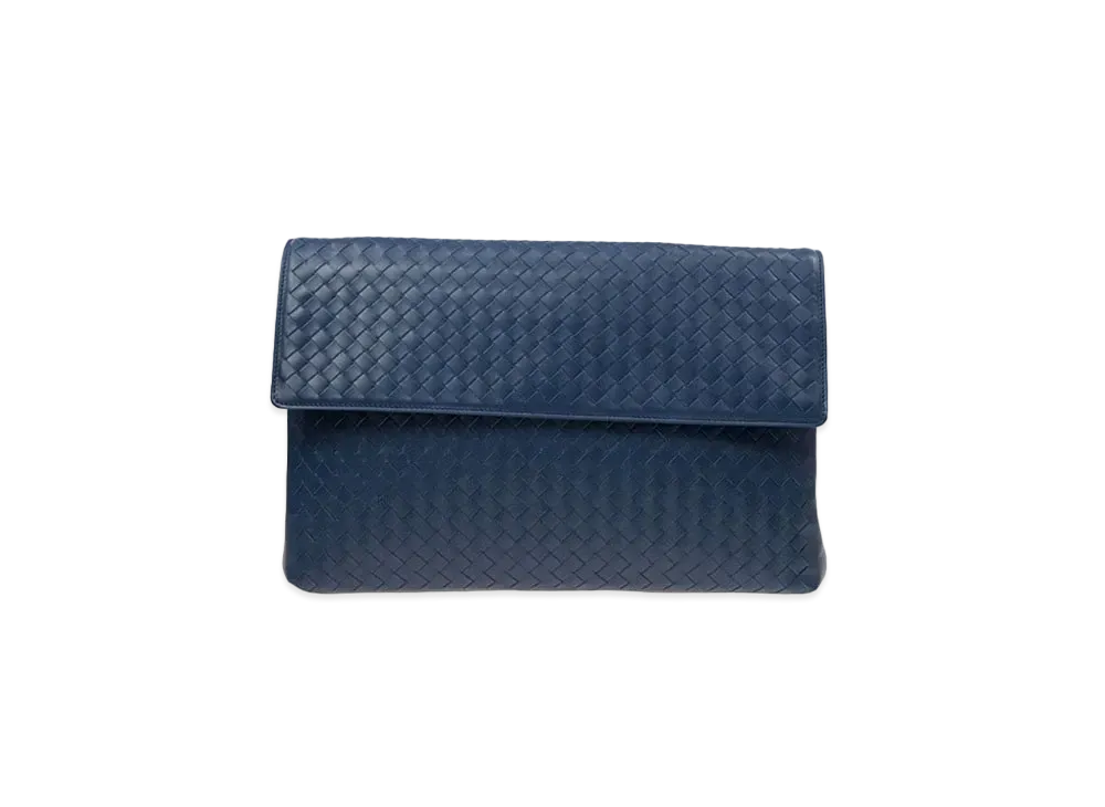 Bottega Veneta Lambskin Clutch Bag "Blue"