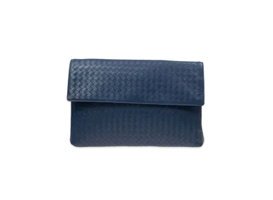Bottega Veneta Lambskin Clutch Bag "Blue"