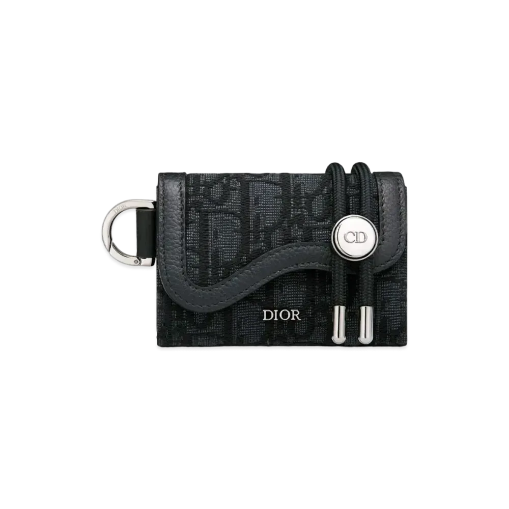 Dior Saddle Strap Card Holder Dior Of The Break Jacquard "Black"