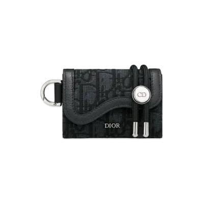 Dior Saddle Strap Card Holder Dior Of The Break Jacquard "Black"