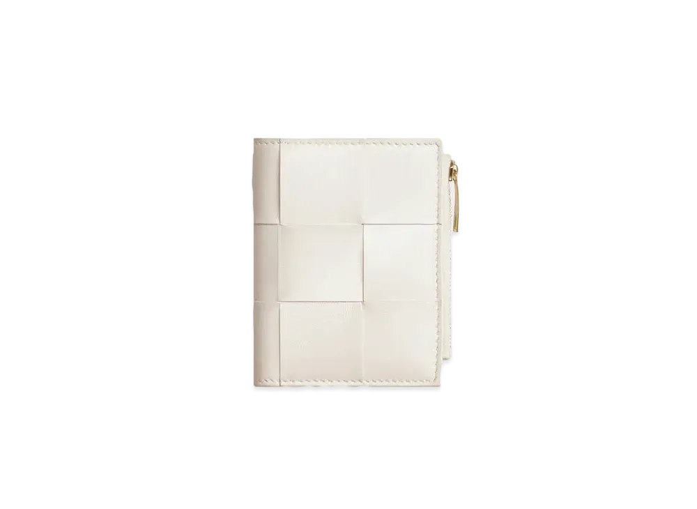 Bottega Veneta Bifold Zipped Wallet "Chalk"