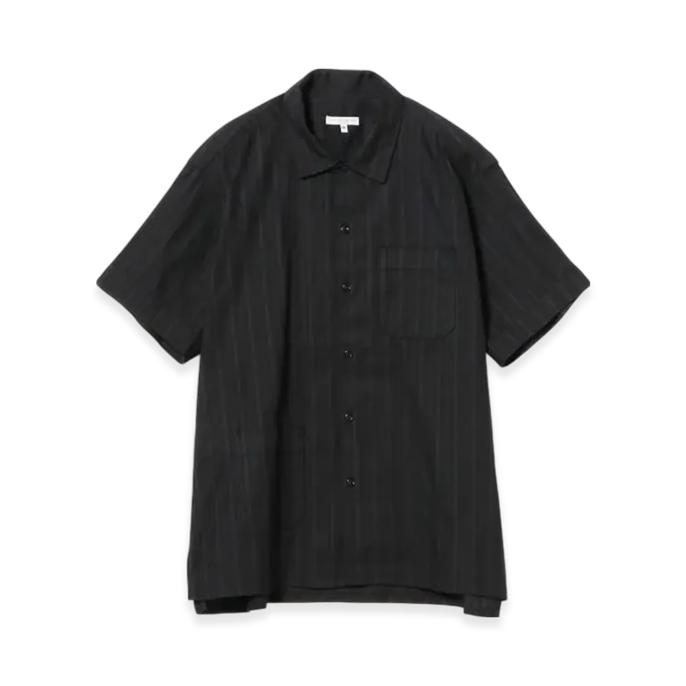 ENGINEERED GARMENTS Camp Shirt - Lace Stripe Jacquard "Black"