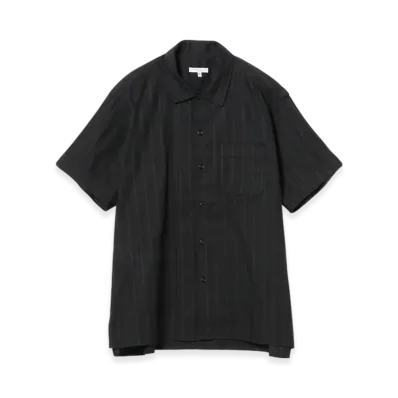 ENGINEERED GARMENTS Camp Shirt - Lace Stripe Jacquard "Black"