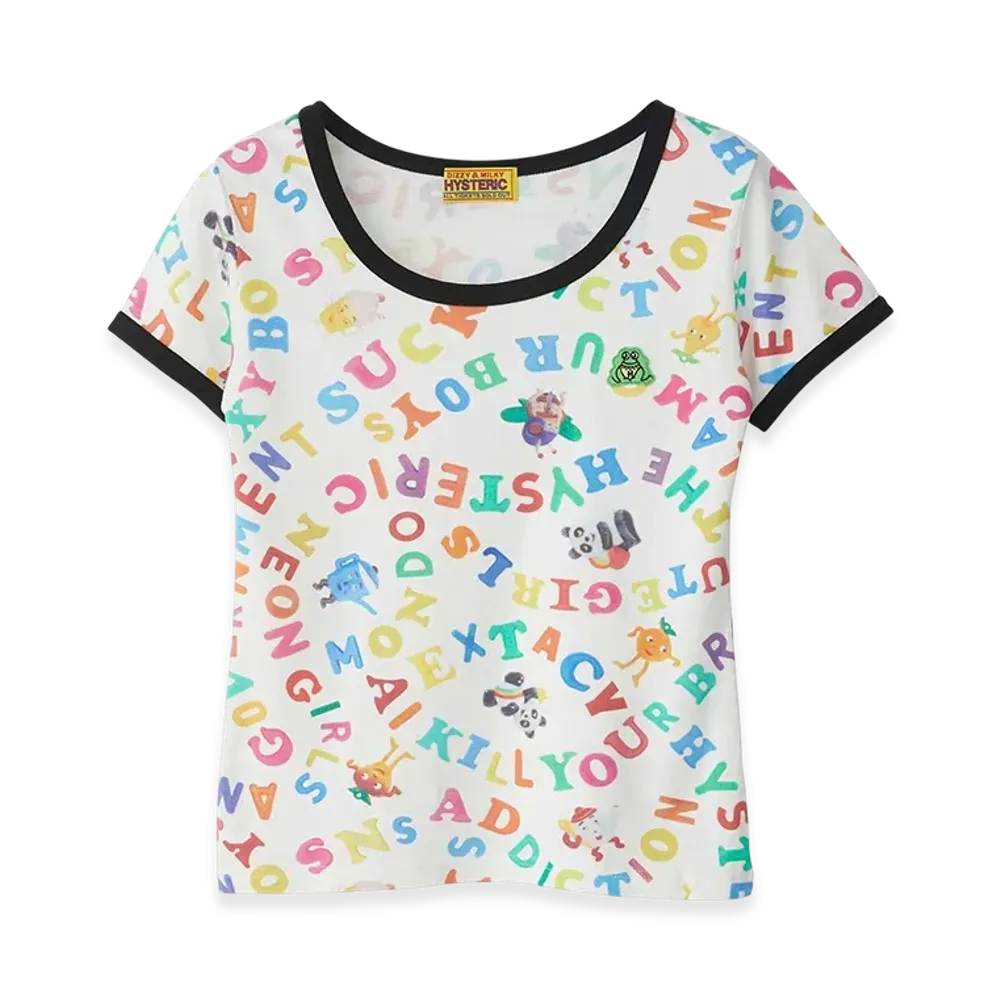 HYSTERIC GLAMOUR SNS Addiction Patterned Mini T-Shirt "White"