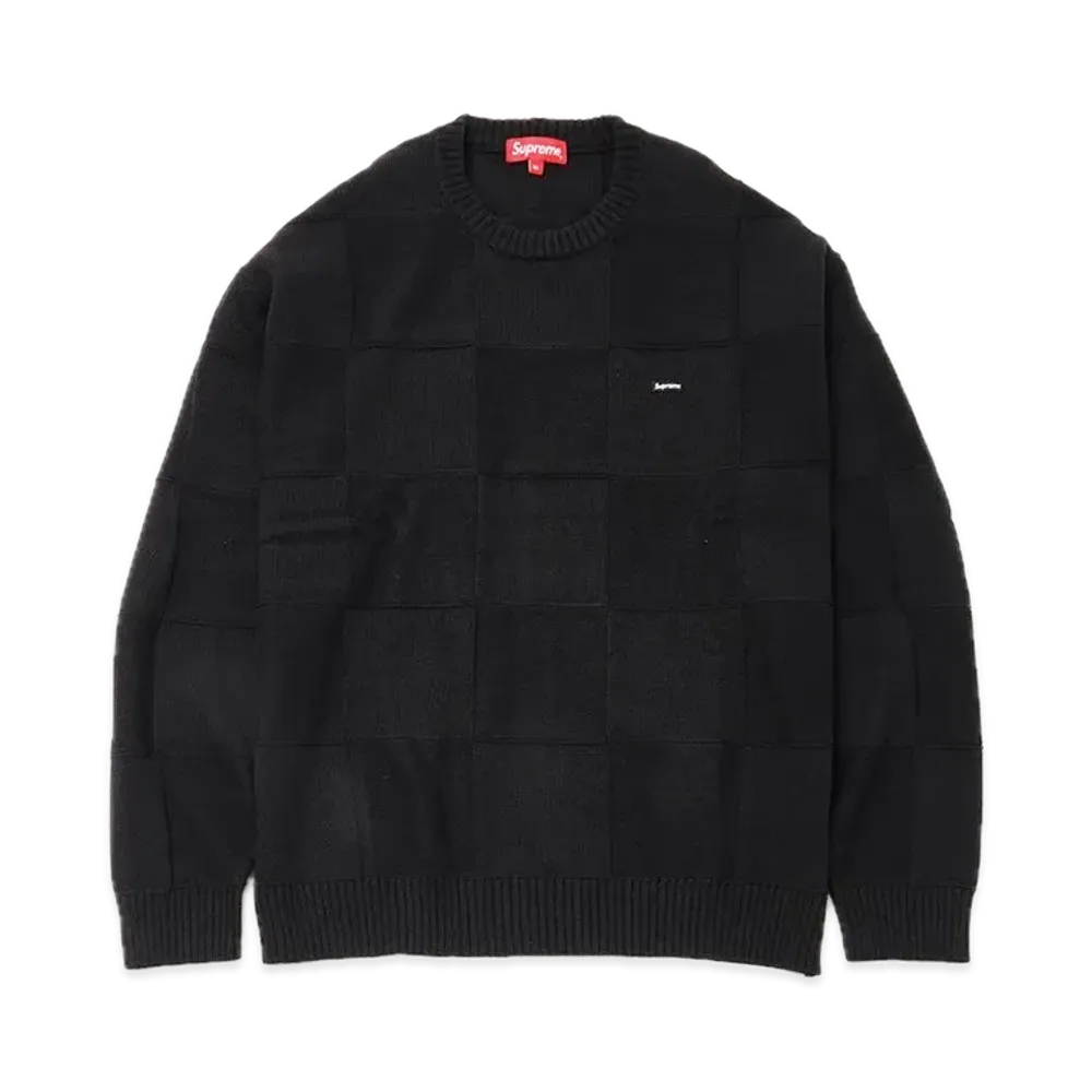 Supreme Tonal Checkerboard Small Box Sweater "Black"