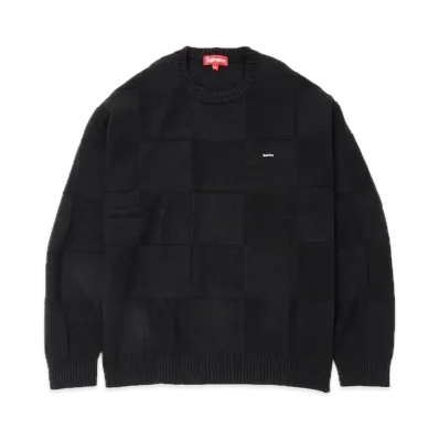 Supreme Tonal Checkerboard Small Box Sweater "Black"