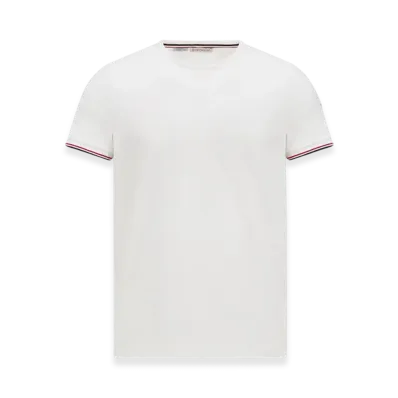 MONCLER Tricolor-Trimmed Cotton T-Shirt "Off White"