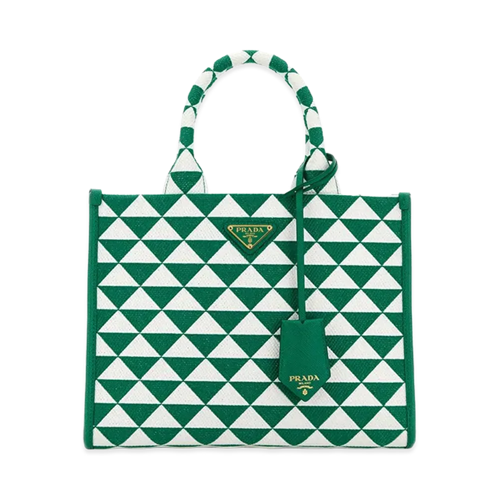 PRADA Women's Embroidefabric Small Symbole Shopping Bag "Printed"