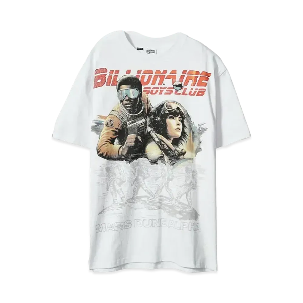BILLIONAIRE BOYS CLUB BB SPACE RUNNER HEAVYWEIGHT WASHED OVERSIZED T-SHIRT "WHITE"