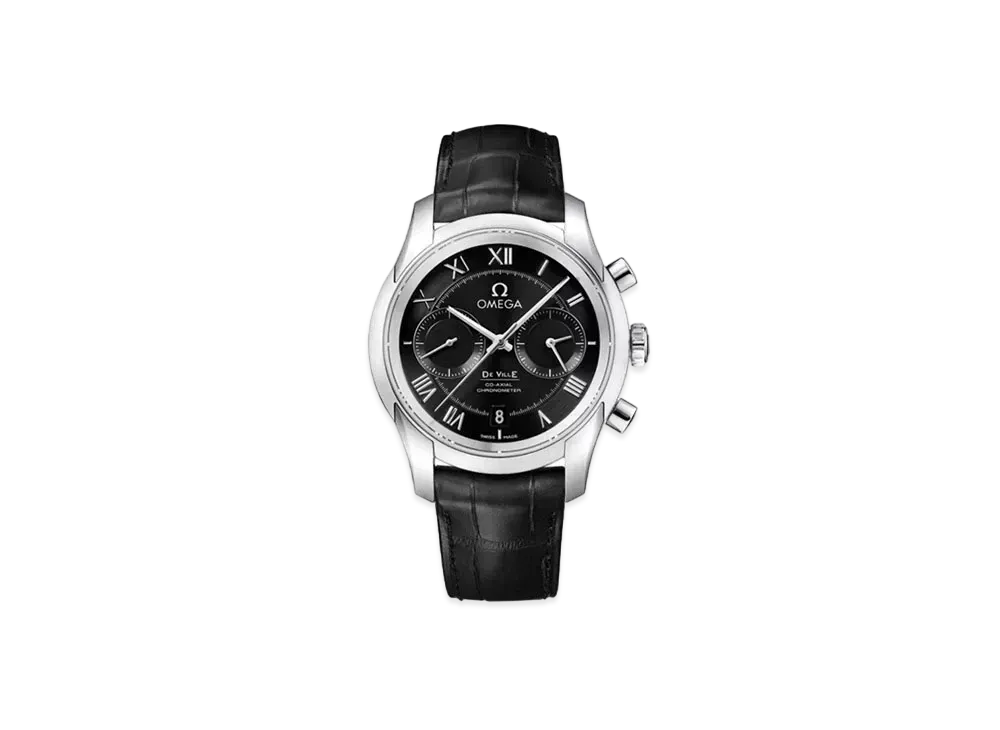 OMEGA De Ville Hour-Vision Co-Axial Chronograph Leather Strap 42MM "Stainless Steel/Black" 431.13.42.51.01.001