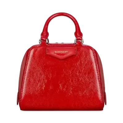 GIVENCHY Nano Antigona Cube Bag In Patent Leather "Vermillon/Red"