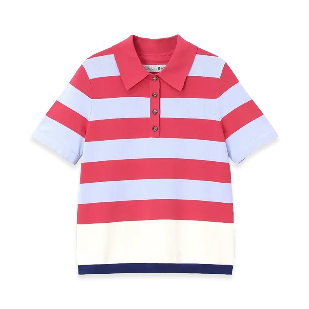 Barbour x Paul Smith Women's Felton Knitted Polo Shirt "Cherry"