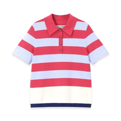 Barbour x Paul Smith Women's Felton Knitted Polo Shirt "Cherry"