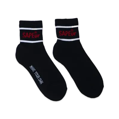 SAPEur Short Length Socks Red Logo Line Socks "Black"