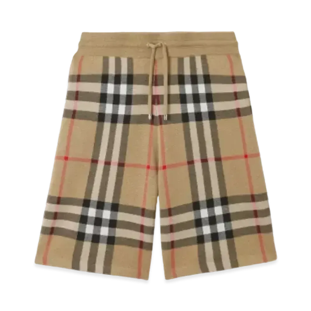Burberry Men's Check Silk Wool Shorts "Archive Beige"