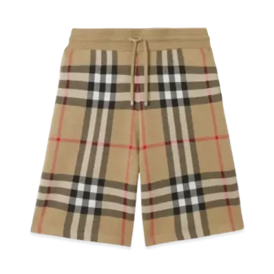 Burberry Men's Check Silk Wool Shorts "Archive Beige"
