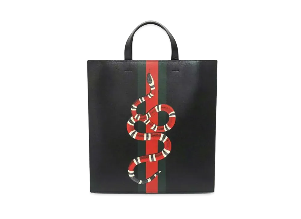 GUCCI Tote Bag King Snake Leather "Black"