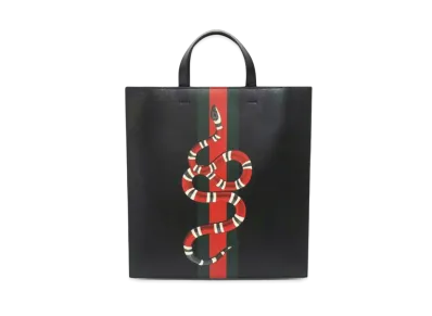 GUCCI Tote Bag King Snake Leather "Black"