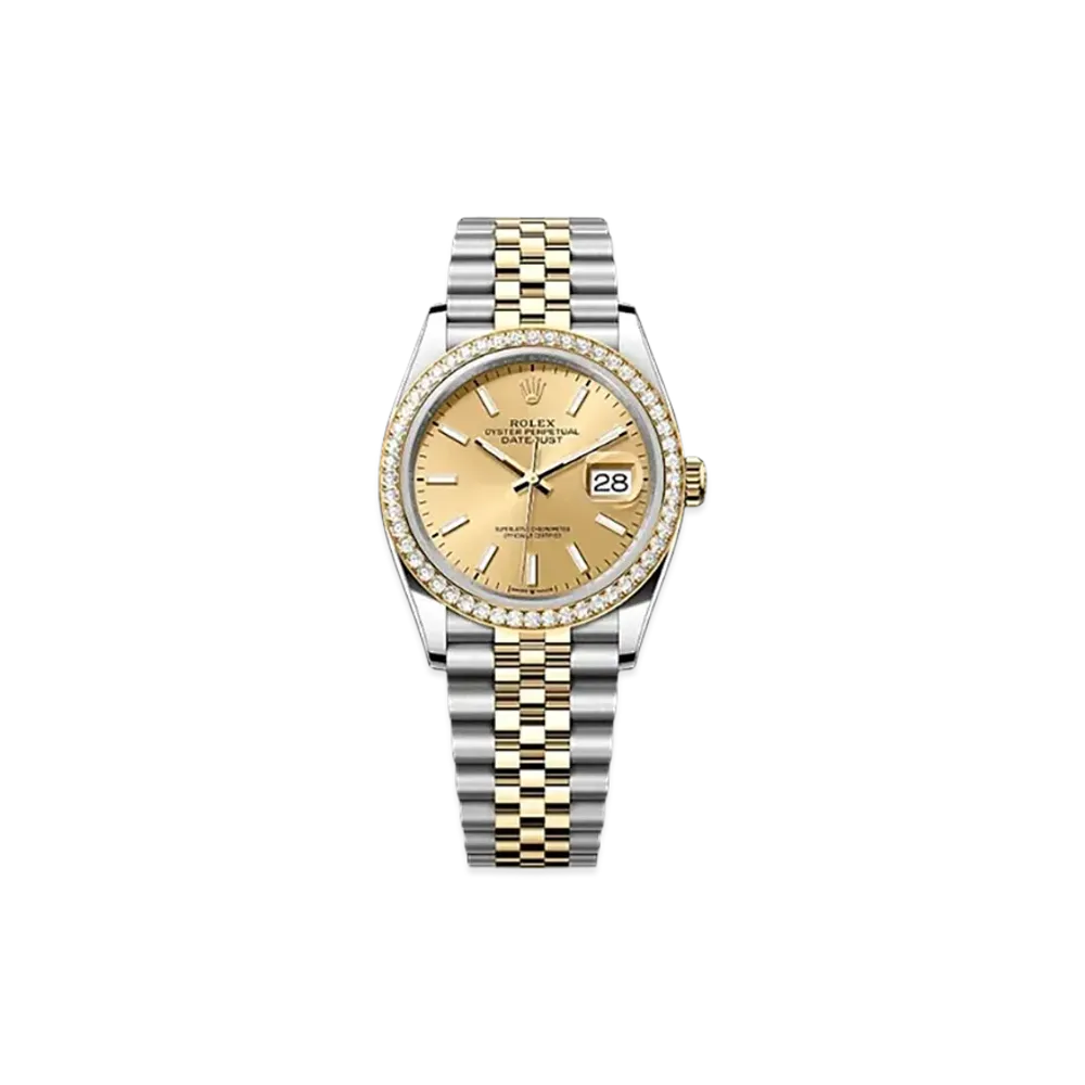 ROLEX Datejust 36mm Oystersteel & Yellow Gold Diamond 126283RBR "Champagne-colour"