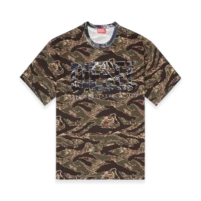 Diesel T-Boxt-T22 Camo T-Shirt With Camo Logo "Military Green"