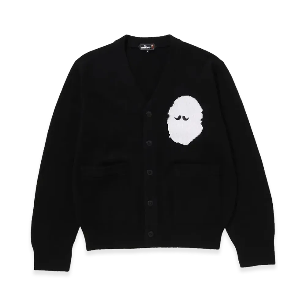 A BATHING APE Sweater Knit Cable Cardigan "Black"