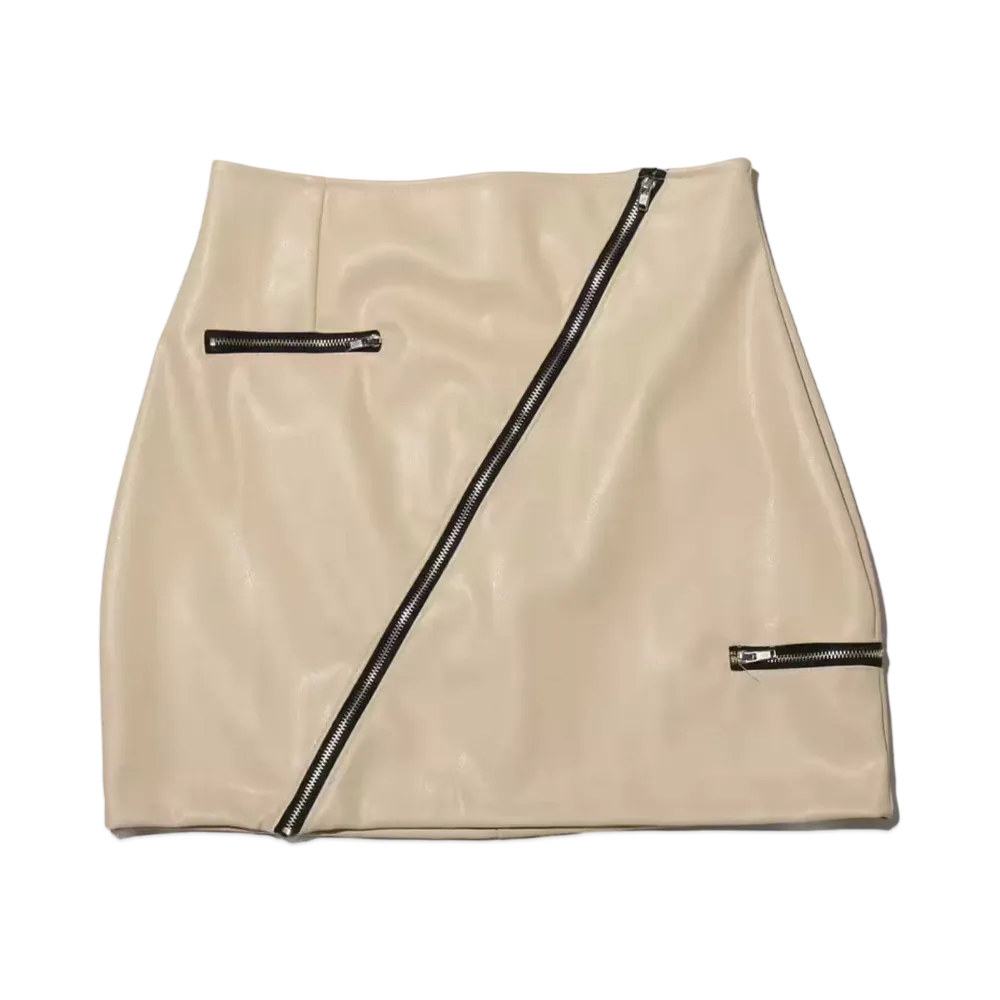 atmos pink Leather Zip Skirt "Beige"
