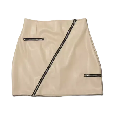 atmos pink Leather Zip Skirt "Beige"