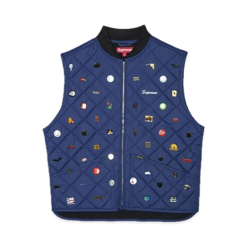 Supreme Pins Quilted Work Vest "Navy"