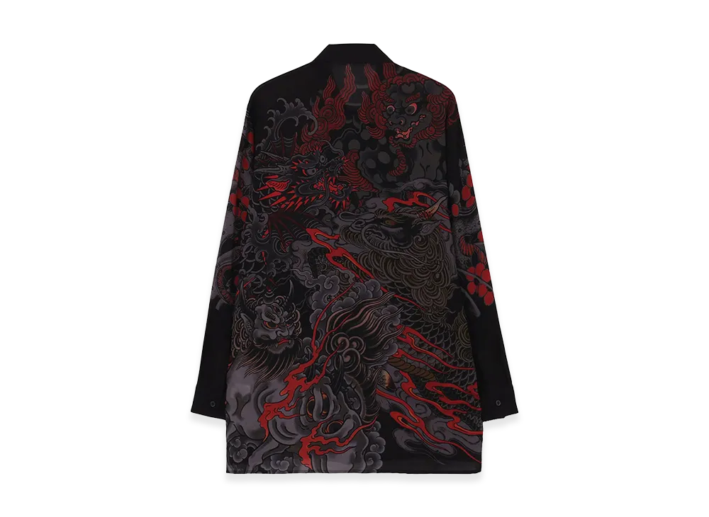 WILDSIDE YOHJI YAMAMOTO x Ryu Ga Gotoku Studio Rayon Shirt (Serpent Mythical Beast) "Black"
