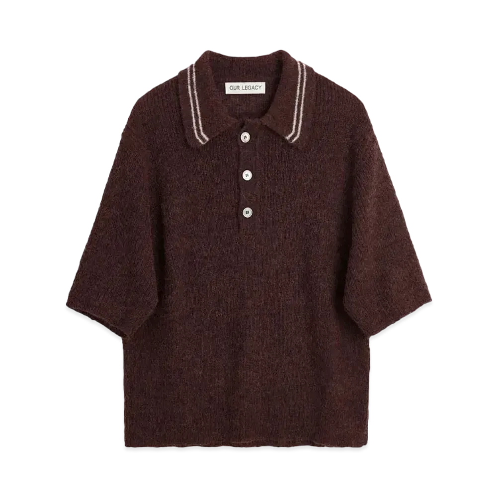 OUR LEGACY Traditional Polo Fuzzy Alpaca "Euro Eggplant"