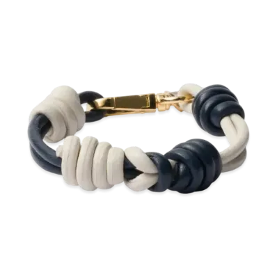 PRADA Braided Nappa Leather Bracelet "Navy/White"
