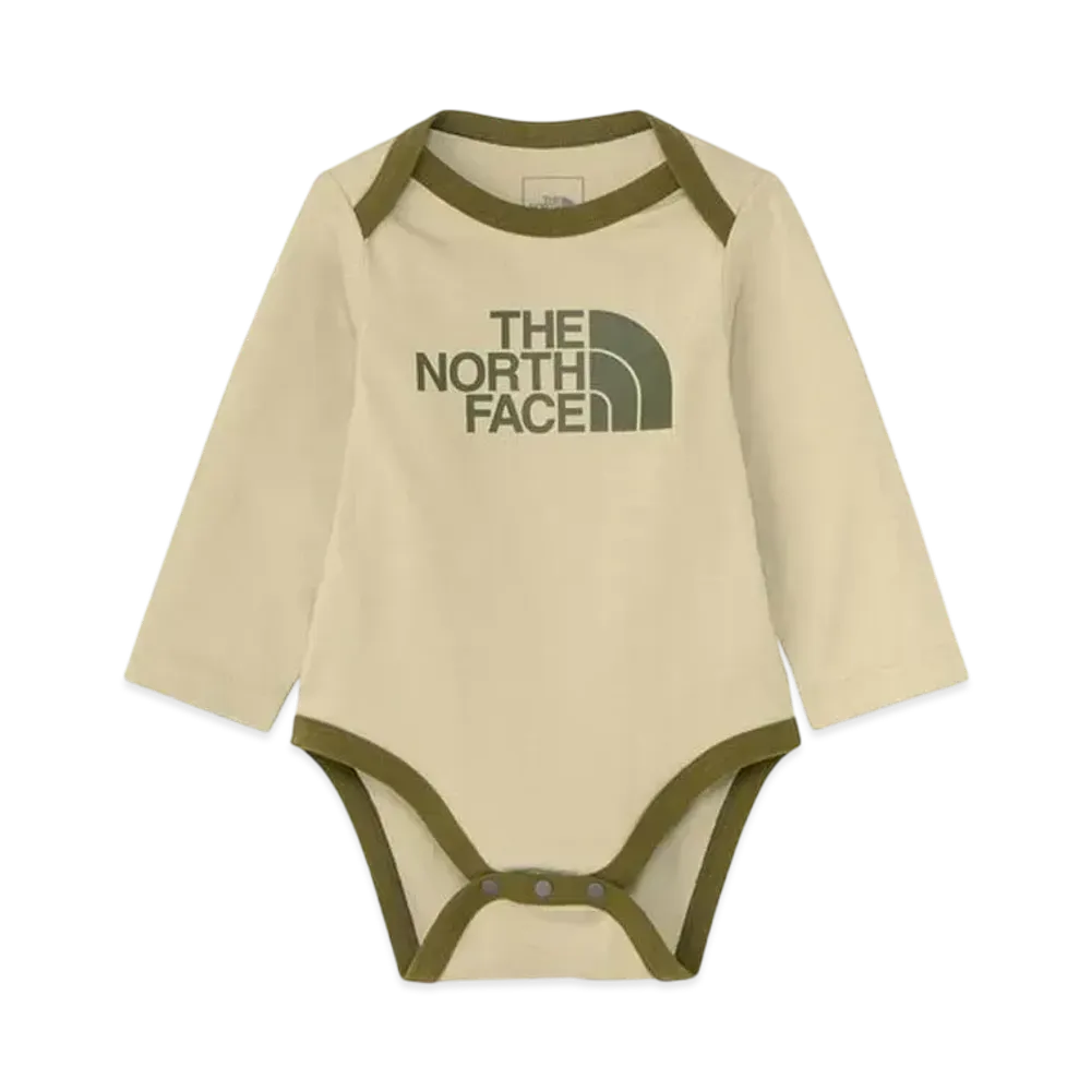 The North Face Baby Long Sleeve Cotton Rompers "Gravel"